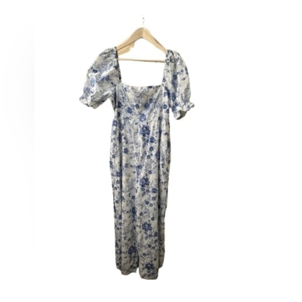 Blue and White Floral Jumpsuit